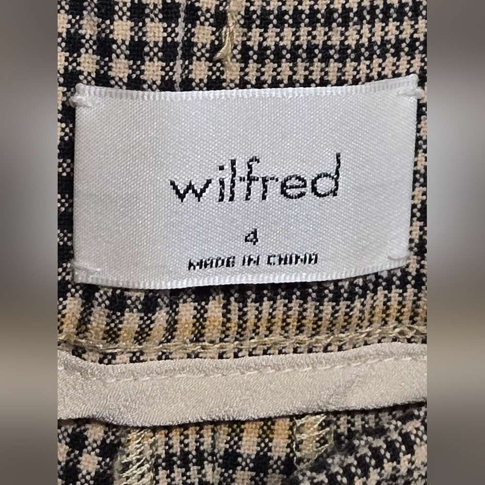 Aritzia Wilfred Darontal Pant Trouser, Plaid Black/Tan/Gold Sz 4 - Picture 6 of 10